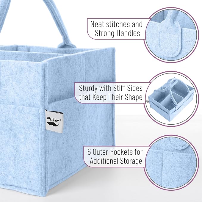 Mr. Pen- Baby Diaper Caddy Organizer, Sky Bliss | Nursery Storage Bin and Car Organizer for Diapers and Baby Wipes - Image 3