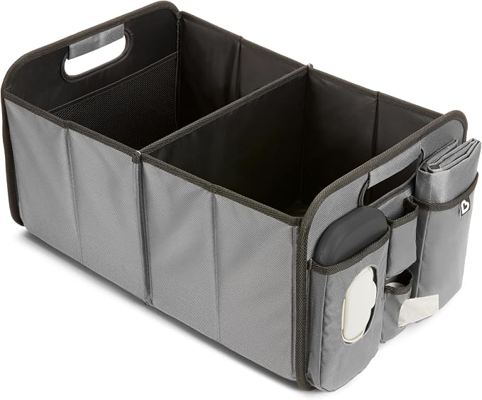 Munchkin Out-n-About Trunk Organizer for SUVs and Cars with Portable Changing Pad and Wet Baby Wipes for Diaper Changes On-the-Go, Collapsible, Grey by Munchkin