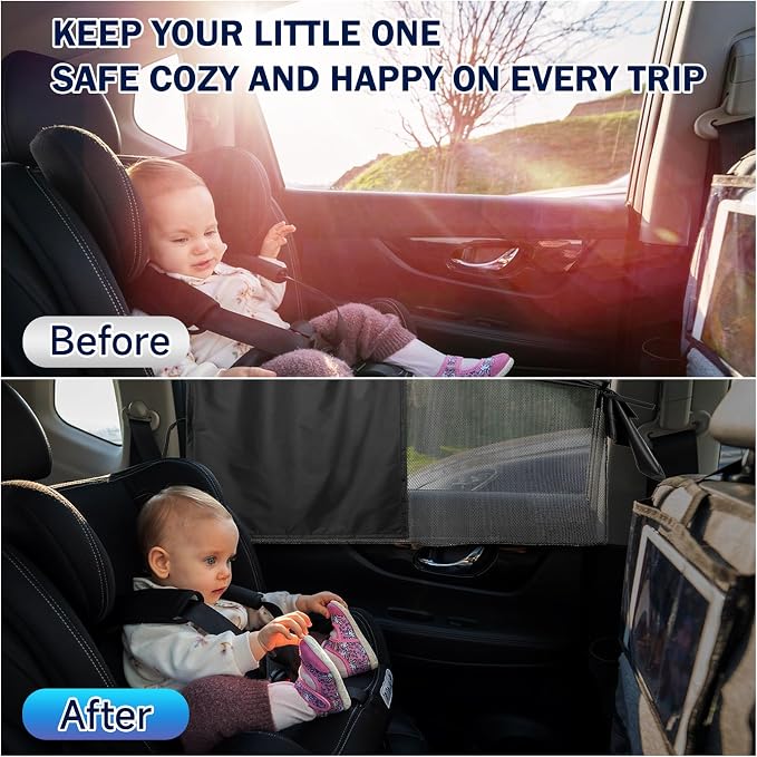 Car Window Shades, Side Window Sun Shades Blocks Heat and UV Rays Glare, Magnetic Car Privacy Safe Curtains for Back Windows, Camping Accessories for Baby - Image 3