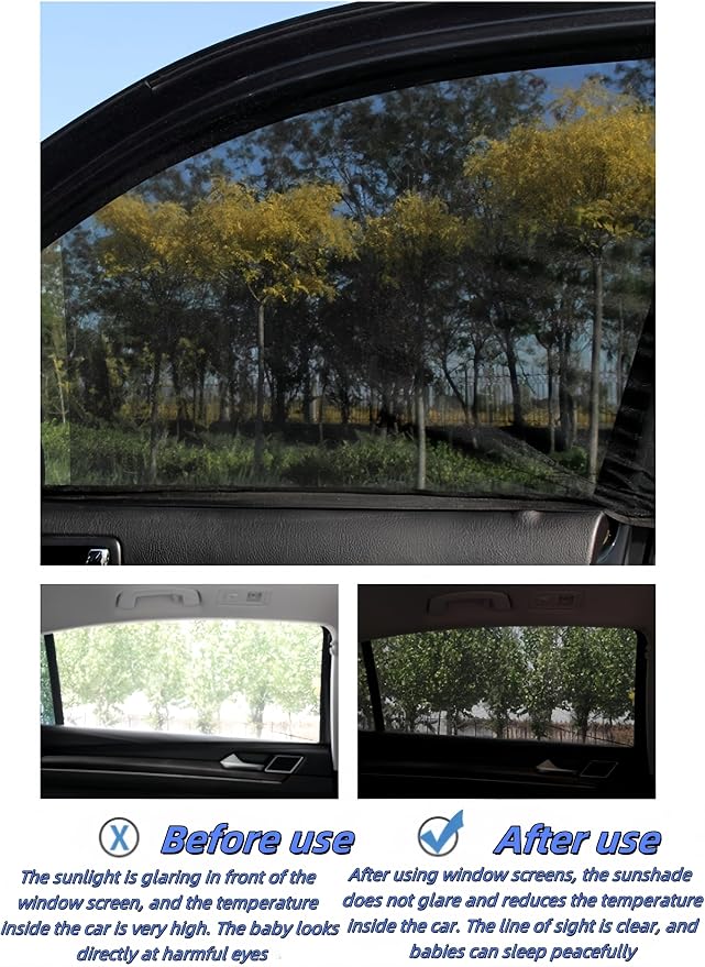 2Pack Mesh Car Side Window Sun Shade Cover, 23.6"x27.5" | UV Protection, Rear Side Window Shade, Stretchy Mosquito Net Curtains, Fit for Most of Cars - Image 6