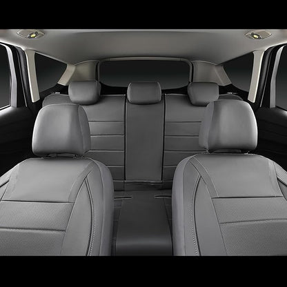 CAR PASS Piping Faux Leather Car Seat Cover Full Set,Grey Breathable Leather Seat Covers for Cars, Airbag Compatible,Universal Fit for SUVs,Van,Sedans,Small Trucks (Full Set, All Gray) - Image 4