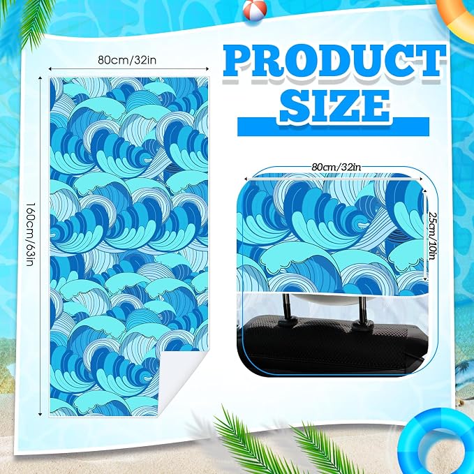 Hahafelt 2 Pack Car Seat Towel Cover with Storage Bag, Waves | 63 x 32 in Car Towel Seat Cover Non Slip Waterproof, Gym Workout Swimming Running, Machine Washable Sweat Absorbent Protector - Image 2