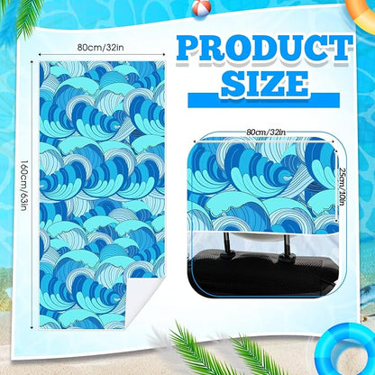 Hahafelt 2 Pack Car Seat Towel Cover with Storage Bag, Waves | 63 x 32 in Car Towel Seat Cover Non Slip Waterproof, Gym Workout Swimming Running, Machine Washable Sweat Absorbent Protector - Image 2