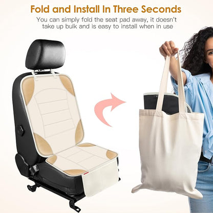 Sinvitron Car Seat Protector for Child Car Seat - Waterproof Non-Slip Leather Mat with 2 Mesh Pockets, Universal Seat Cover for Baby, Pets & Vehicles (1-Pack, Off-White) - Image 4