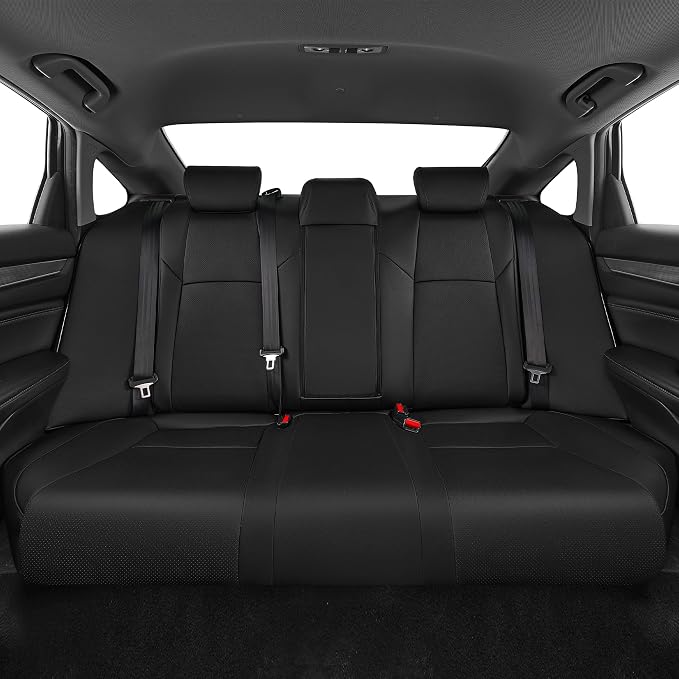 Custom Fit Car Seat Covers for Honda Accord 2018-2022 | EX-L,Touring,Sport,EX,Hybrid(Not for LX)--Faux Leather Waterproof Airbag Compatible Accord Seat Covers Full Set Black - Image 2