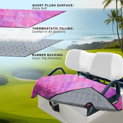 YOKYHOM Golf Cart Seat Covers, Thick Plush & Non-Slip Backing, Pink Purple | Heat & Cold Protection, All-Season Comfort, 51 x 30.5 in, Fits Most 2 & 4 Passenger EZGO, Club Car, Yamaha & Icon Carts - Image 2