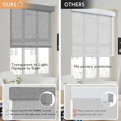 Persilux Light Filtering Roller Shades for Window Blinds,Cordless,Linen Fabric,Thermal Insulated Fabric UV Protection Shades for Home,Office,Bedroom,Door,Light Filtering-Grey,30.5" W X 72" H - Image 4