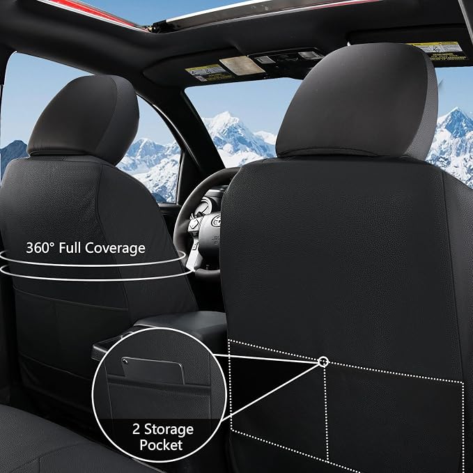 Truckiipa Toyota Tacoma Front Seat Covers, Waterproof Leather Seat Cushion Covers Fit for 4th Gen 2024-2026 Toyota Tacoma Double Crew Cab SR SR5 Limited TRD Sport/Off Road, Front Pair, Black&Red - Image 3