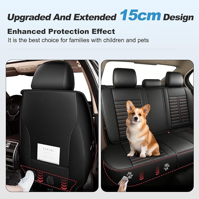 Fit for Nissan Altima Seat Covers 2009-2026 Front Set | Faux Leather Waterproof Car Seat Covers, Airbag Compatible with Lumbar Support Anti-Slip Design, 2 Seater Black&Red - Image 5