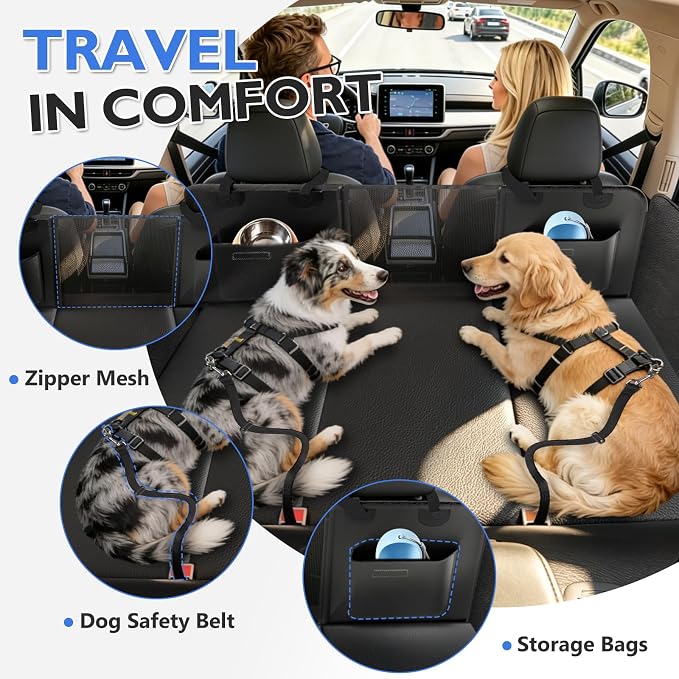 Hard Bottom Dog Car Seat Cover for Back Seat, PU Leather Extender | Anti Scratch Backseat Dog Hammock for Cars, SUVs, Sedan, Waterproof, Pet Travel Bed, Easy to Clean, Non-Slip, Holds 420lbs - Image 7