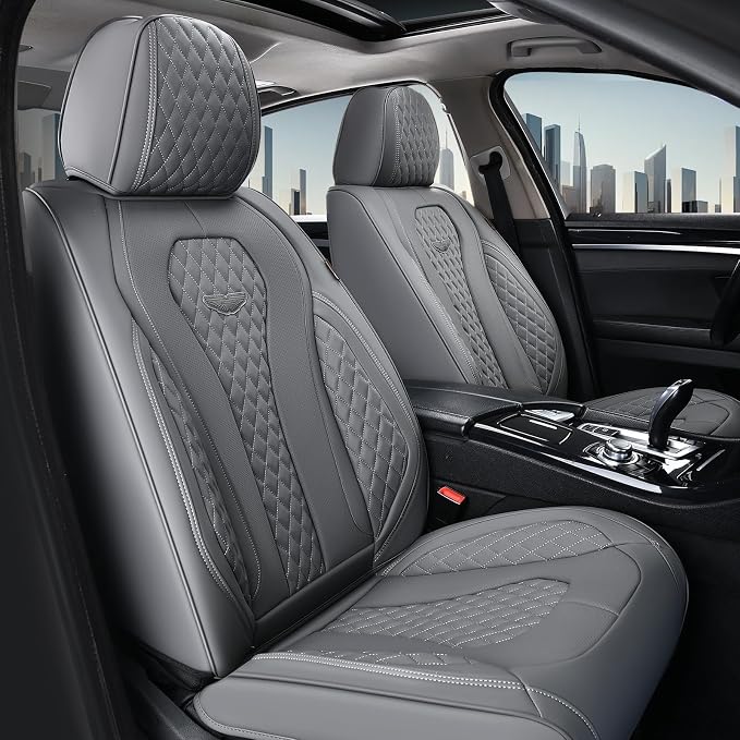 Coverado Automotive Seat Covers, Car Seat Covers 2 Seats, Gray Car Seat Cover, Driver Seat Covers, Front Car Seat Covers Car Seat Protector Universal Fit Most Cars by COVERADOAUTO