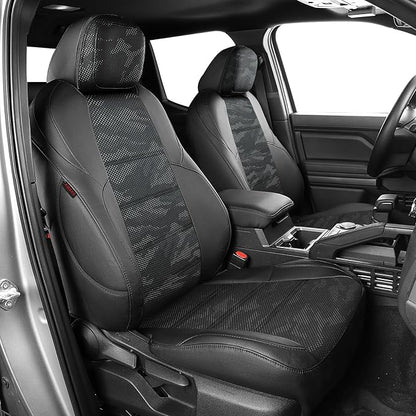 EKR Tacoma Leather Car Seat Covers Custom Fit for Toyota Tacoma 2012 2013 2014 2015 (Regular Seats) - Truck Seat Covers Full Set,Faux Leather(Black/Gray Camo A122) by EKR