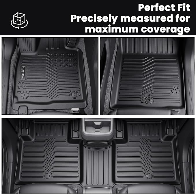 AUXKO Floor Mats for Kia Telluride 2027 7&8 Seater Gas Not for Hybrid | High Wall,All-Weather,All Season,Odorless,Anti Slip,Rain&Salt Resistant,TPE Material,Black,Accessories,Pet Friendly - Image 6