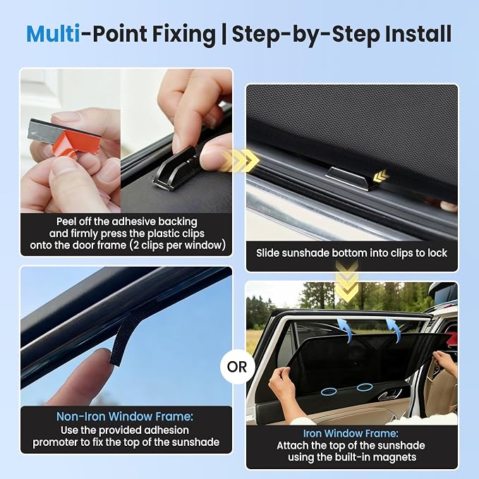 KUST Car Window Shades for 2021-2025 Toyota Highlander Accessories, Breathable Mesh Magnetic Window Covers, Rear Back Side Window Sun Shades UV Block Privacy Protection for Baby Camping Napping 2PCS - Image 7