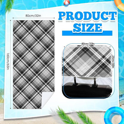 Hahafelt Car Seat Towel Cover with Storage Bag, 63 x 32 Inch Universal Non Slip Waterproof Sweat Protector for Car, Gym Swimming Running, Machine Washable(Plaid) - Image 2