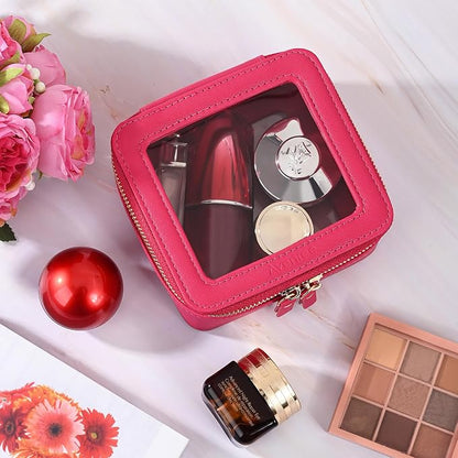 Aveniee Mini Clear Makeup Bag, Small Cosmetic Bags Travel Toiletry Pouch Organizer, TSA Approved Make up Case with Zipper, Car Bag for Essentials,Hotpink - Image 4