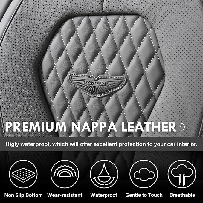 Coverado Seat Covers, Car Seat Covers Front Seats, Gray Car Seat Cover, Waterproof Car Seat Covers, Car Seat Cushion, Front Car Seat Covers Leatherette Car Seat Protector Universal Fit Most Cars - Image 5