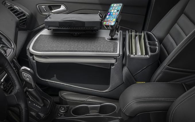 AutoExec AE-GMCD-PI-PM-PS-GT GripMaster Car Desk for Your Vehicle Workstation and Mobile Office, Grey with 400 watt Power Inverter, Phone Mount and Printer Stand | 400 Watt Power Inverter, Phone Mount, Printer Stand, Vehicle Workstation and Mobile Office - Image 2