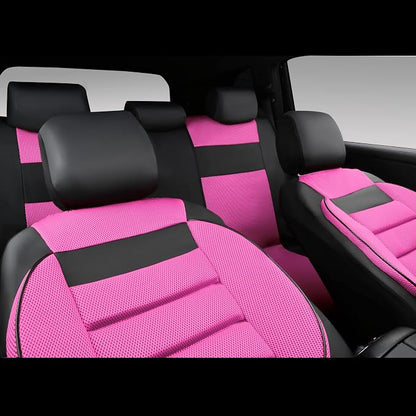 CAR Pass Leather 3D Foam Back Support Car Seat Covers Full Set Air Mesh Automotive Seat Covers, All Season Car Seat Cover Fit Automotive,SUV,Sedan,Van, Airbag Compatible Elegance (Black and Pink) - Image 2