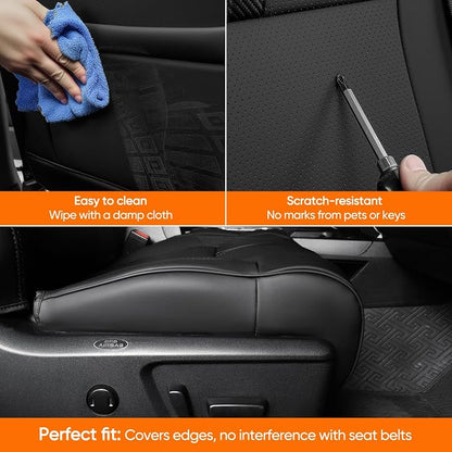 Super Cover Front Seat Covers for Toyota Tundra 2014–2021 (Bucket Seats Only), Full Coverage Front Leather Seat Protectors for Tundra Crewmax/Double Cab Pickup Accessories, Carbon Fiber, 2 PCS - Image 8
