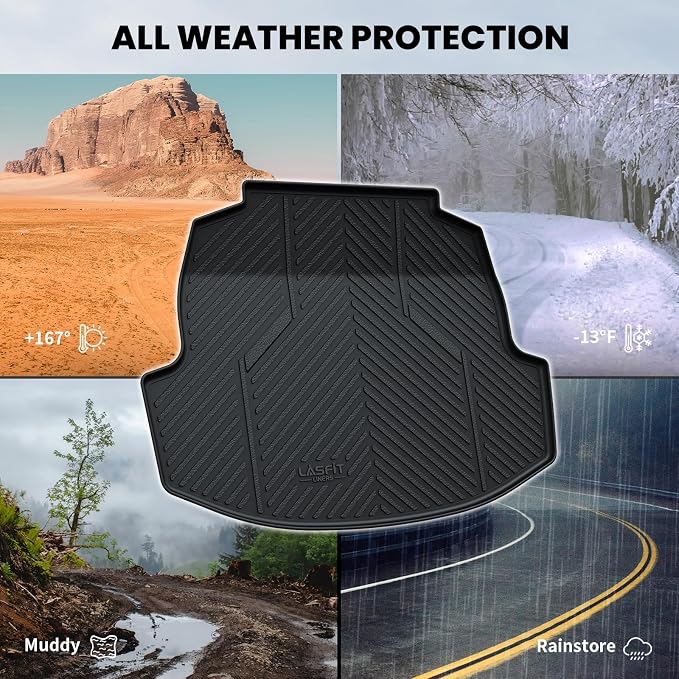 LASFIT Cargo Mats for Toyota Corolla Sedan & Hybrid 2020-2026 | All Weather TPE 3D Custom Fit Cargo Liner, Full Coverage Secure-Fit Trunk Mat, Easy to Wash - Image 6