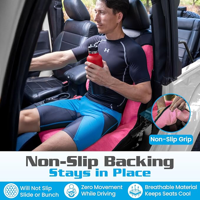 Happeseat Waterproof Car Seat Cover & Protector, Pink | Universal Fit, Car Seat Towel Cover, Slip Resistant Backing, Machine Washable, Fits Front & Back, Easy Install & Storage - Image 3