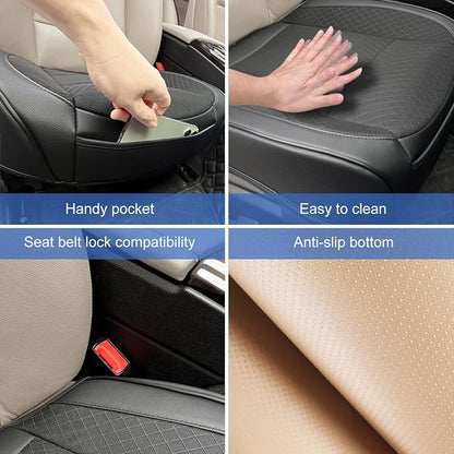 BEITK 2 Pack Black Ventilated Cooling Mesh Bottom Car Seat Covers | 3D Air Mesh, PU Leather, Breathable, with Storage pocket, Non-slip, Universal Fit for Car Truck SUV, Easy to Install - Image 5