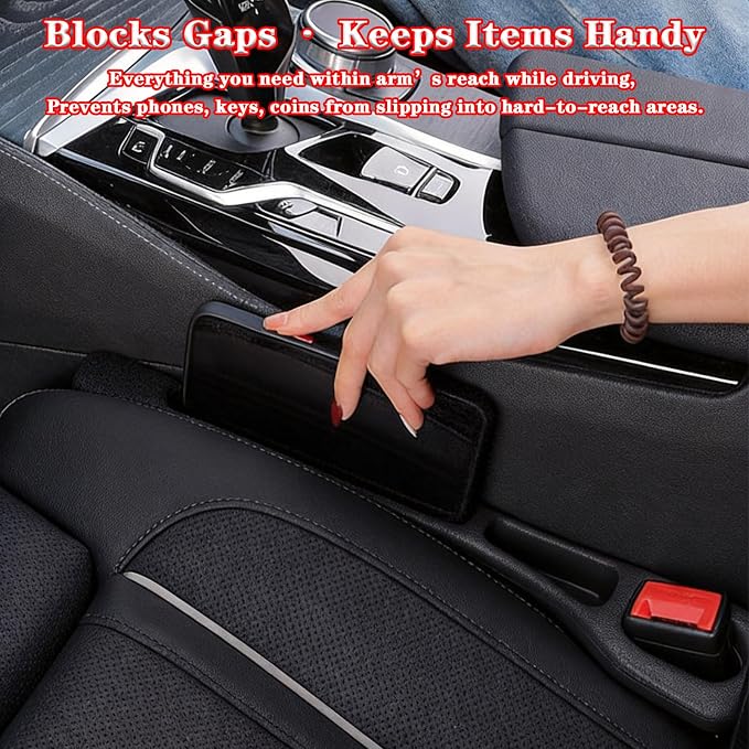 Car Seat Gap Filler Organizer of 2, 2 in 1 Car Gap Filler(Brown) | Universal Gap Filler with Storage Pockets, No Drop Seat Guard for Phones Keys Cards,Car Accessories for Most Cars Trucks SUVs - Image 5