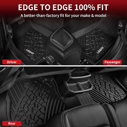 LASFIT Floor Mats for Jeep Gladiator JT 2026 2025 2024 2023 2022 2021 2020 | All Weather TPE Custom Fit Pickup Truck Mats Floor Liners 1st & 2nd Row, Black - Image 2