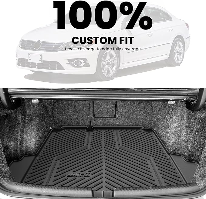 LASFIT Trunk Mat for Volkswagen Jetta 2011-2018, Custom Fit All-Weather TPE Rubber Cargo Mat for VW Jetta Accessories Trunk Liner Cargo Liner, Waterproof, Easy to Clean, Black - Image 2