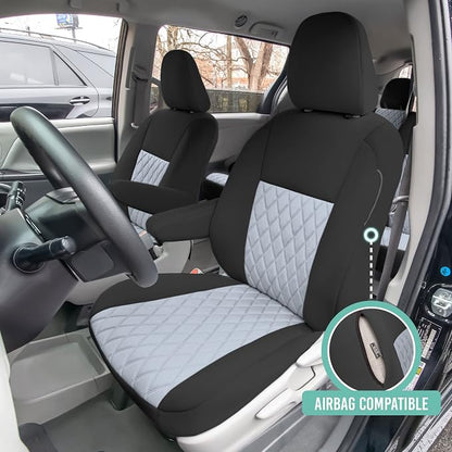 FH Group Custom Fit Car Seat Covers Specifically Made for 2011-2020 Toyota Sienna 7-8 Seater with Ultraflex Neoprene Water Resistant Automotive Seat Covers - Front Set Gray - Image 2