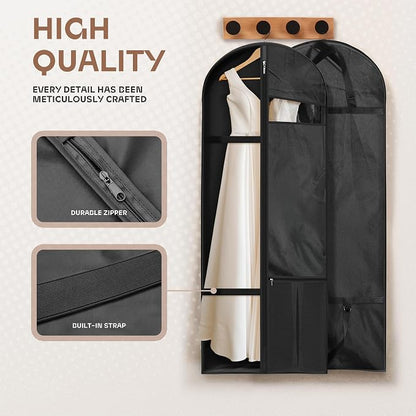 Lazebox 60 inch Garment Bags for Closet Storage and Travel with Zipper Pocket, Heavy Duty Waterproof Hanging Suit Bag with Handles for Suits, Coats, Jackets, Shirts, 1 pack - Image 3