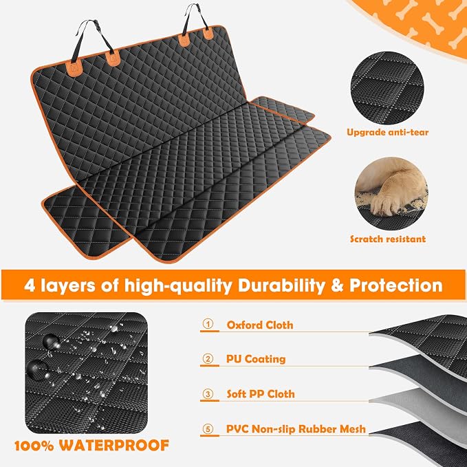 MIXJOY Dog Seat Cover for Back Seat Waterproof Dog Seat Covers for Cars, Car Seat Protector for Dogs, Nonslip Back Seat Cover for Trucks & SUV (Pack of 2) - Image 4