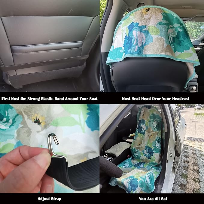Car Seat Cover Protector Front Seats,for Gym Workout,Running,Swimming,Beach and Hiking,Waterproof Sweat Towel Bucket Seat Covers for Cars SUV Trucks (Chrysanthemum, 1Pcs) - Image 4