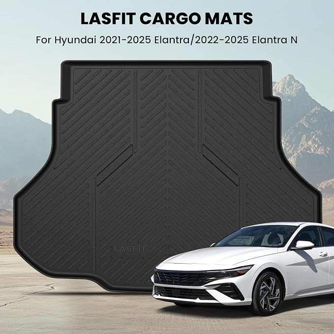 LASFIT Cargo Mat for Hyundai Elantra 2021-2026 / Elantra N 2022-2026 | All Weather TPE Custom Fit Cargo Trunk Mat Accessories, Black - Image 7