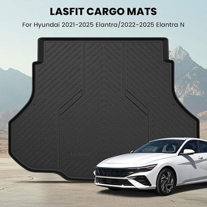 LASFIT Cargo Mat for Hyundai Elantra 2021-2026 / Elantra N 2022-2026 | All Weather TPE Custom Fit Cargo Trunk Mat Accessories, Black - Image 7