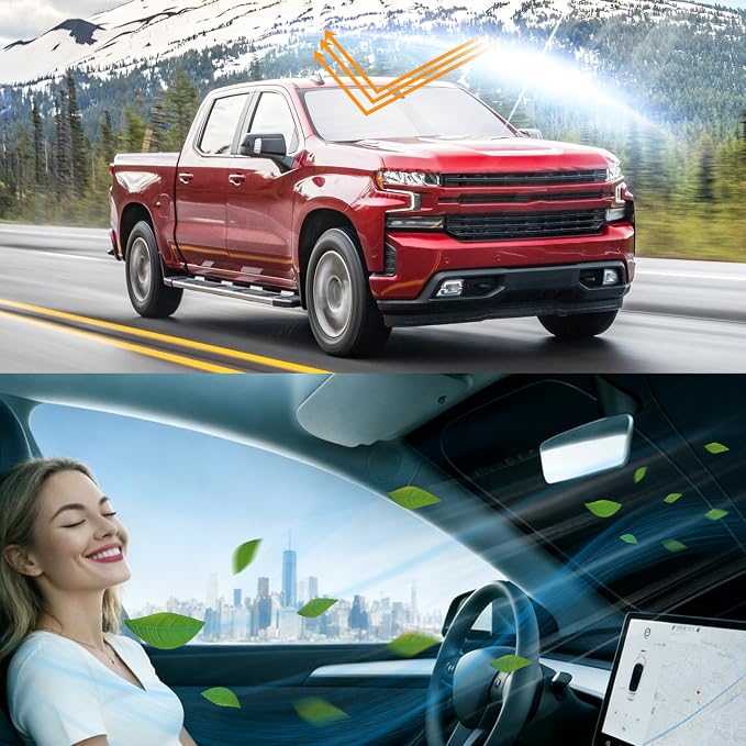 Windshield Sun Shade for 2019-2026 /Chevy Silverado 1500 | Foldable, Full covered for windshield, Block UV Rays, Heat Reduction, Easy to install, Keeps Car Cooler - Image 6