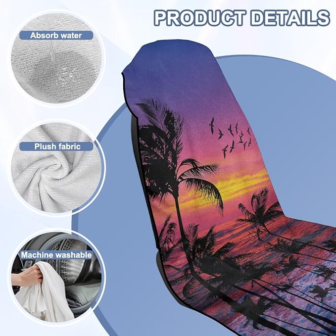 Palm Tree Car Towel Seat Cover Breathable Soft Car Seat Cover Protector Washable Cars Accessories Easy to Store for Trucks, SUVs, Sedans - Image 6