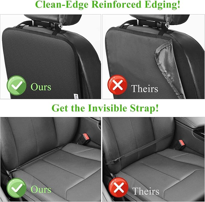 Meolsaek Kick Mats Back Seat Protector, Waterproof Oxford Seat Back Protector, Car Seat Back Protector for Kids, Back of Seat Protector for Kids Feet Car Seat (Black A -1pc) - Image 5