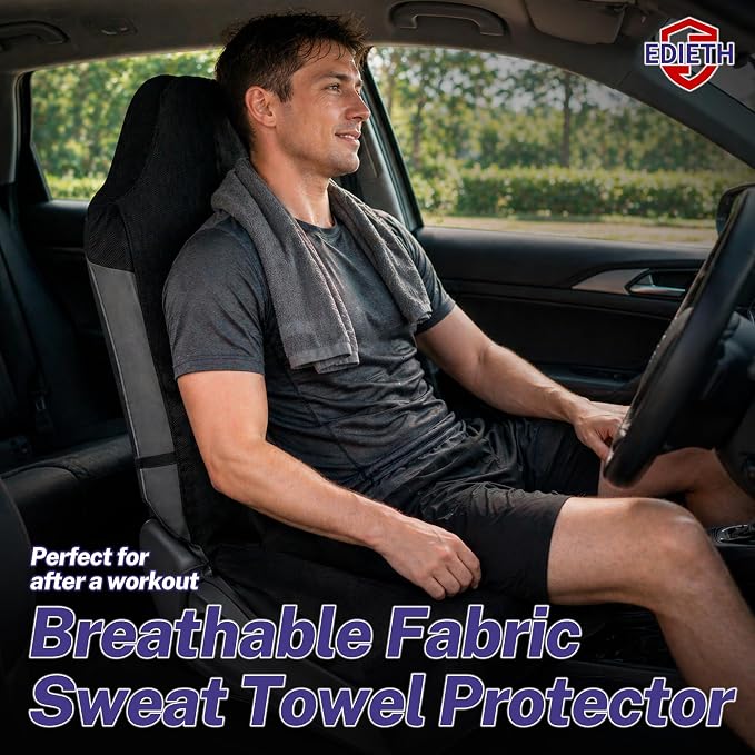 2Pcs Universal Car Seat Covers for Front Seats, Waterproof Sweat Towel Protector Non-Slip Microfiber Liner for Car Truck SUV, Breathable Seat Cushion for Gym Workout Dog Beach Outdoor - Image 5
