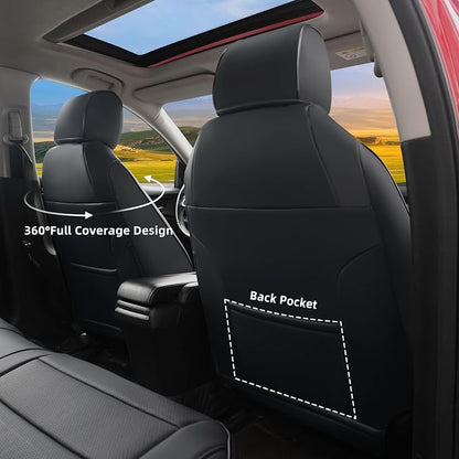 Lolcar Custom Fit Civic Seat Covers for Honda Civic 2016 2017 2018 2019 2020 2021 Hatchback EX,Sport Touring,EX-L - 5-Seats Leather Full Set，Black(60/40 Split Seatback) - Image 6