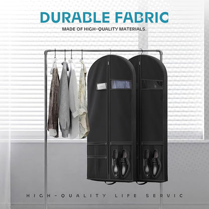 Lazebox 54" Travel Garment Bag with Accessories Zipper Pocket, Heavy Duty Suit Bag for Suits, Tuxedos, Dresses, Coats, Black, 1 pack - Image 4