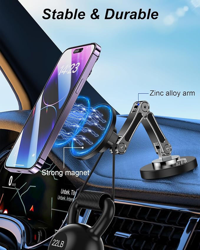 Magnetic Car Phone Holder for MagSafe, Magnetic Car Mount 360°Adjustable Metal Head [120 LBS Strongest Suction], Cell Phone Holders for Your Car for iPhone 12–17 Series - Image 2