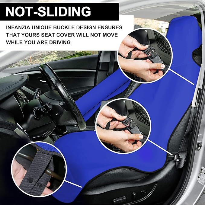 INFANZIA Premium Waterproof Seat Cover Towel Protector Neoprene Universal Fit, Upgraded 100% Washable & Removable Non-Slip Sweat Carseat Towel Covers, Perfect for Gym/Yoga/Workout（Royal Blue,2PCS - Image 5