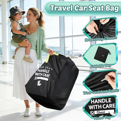 Car Seat Travel Bag for Airplane: Carseat Bags for Air Travel Carseat Cover | Car Seat Bag for Infant Carriers Booster Seats, Fit Doona Graco Evenflo, Airplane Travel Essentials Flying, Baby Travel Gear - Image 6