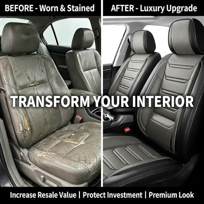 Fit Santa Cruz Seat Covers Fit for Hyundai Santa Cruz 2022-2026, Full Set | Premium Leather Full Coverage Protectors, Waterproof, Breathable, Scratch Resistant, Easy Wipe, Airbag Compatible, Black+Gray - Image 4