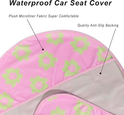 Car Seat Cover Protector Front Seats,for Gym Workout,Running,Swimming,Beach and Hiking,Waterproof Sweat Towel Bucket Seat Covers for Cars SUV Trucks (Flower and Pink, 1Pcs) - Image 5
