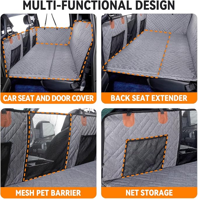 Hard Bottom Dog Car Seat Cover for Full-Size Trucks,Back Seat Extender | Strong Support,More Rest Space,Waterproof, Scratch Resistant,Car Seat Protector,Dog Hammock for Full-Size Truck - Image 4