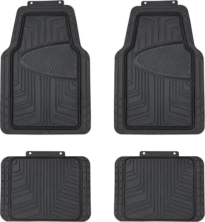 Amazon Basics 4-Piece Premium All-Season Anti-Slip Rubber Floor Mats, All Weather Protection for Cars, SUVs and Trucks, Universal Trim to Fit, Black by AmazonBasics