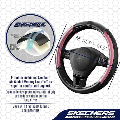 Skechers Air-Cooled Steering Wheel Cover,Leather Car Steering Wheel Cover Universal Fit 14" 1/2-15" Car Wheel Protector for Men Women Fit Suvs,Vans,Sedans,Car,Trucks,Pink - Image 3
